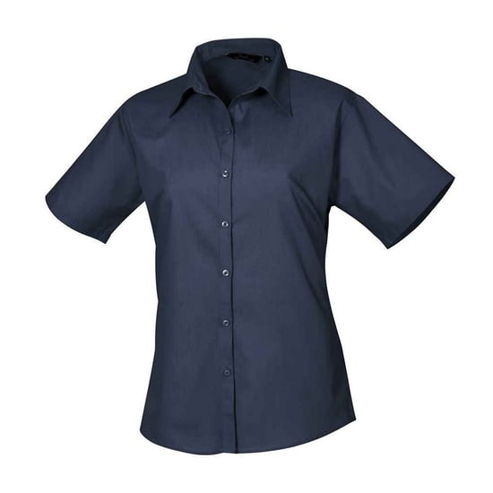 Premier Womens/Ladies Poplin Short-Sleeved Blouse (Navy) - Image 1