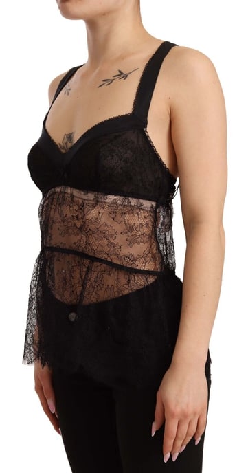 Dolce & Gabbana Women's Black Silk Lace Babydoll Nylon Lingerie Top