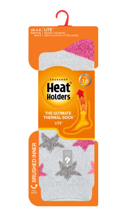 Heat Holders Lite - Womens Insulated Thermal Socks | Multiple Designs Including Argyle Stripes Hearts Stars | Warm Socks for Winter - Silver Grey (Nice) - Image 2