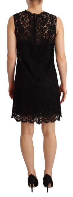 Dolce & Gabbana Kvinnors Svart Blommig Spets Klänning Utan Ärmar Mini Klänning - Image 3