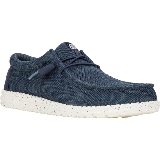 HEYDUDE Wally Stretch Mesh Polyester Men's Navy Boat Shoes - Image 1