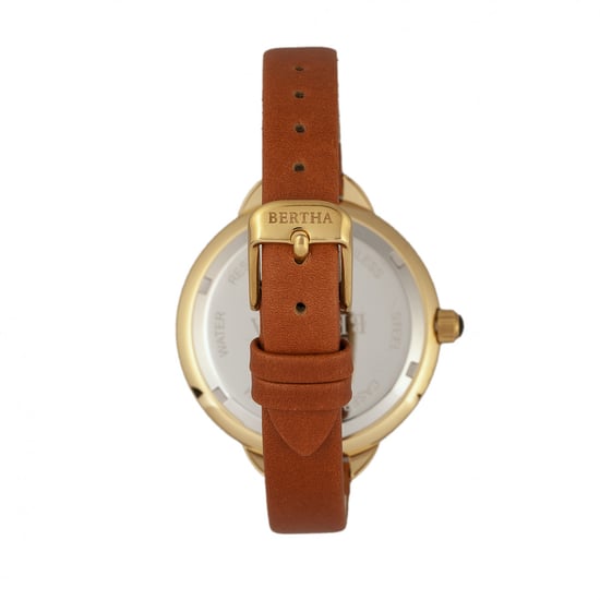 Bertha Madison Sunray Dial Leather-Band Watch