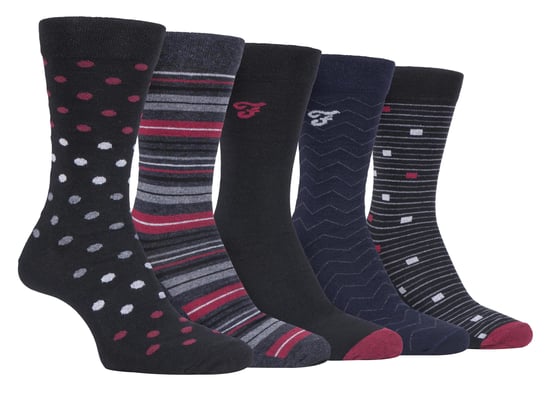 Farah - 5 Pack Mens Thin Breathable Classic Polka Dot Patterned Soft Top Cotton Dress Socks - FCS273BLKBER (Polka Dot) - Image 1
