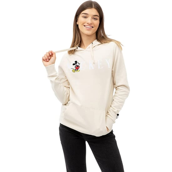 Disney Womens/Ladies Mickey Mouse Embroidered Hoodie (Stone)