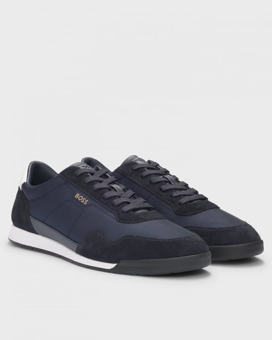 BOSS Orange Titanium Mens Mixed Material Lace-Up Trainers with Suede Trims - Image 1