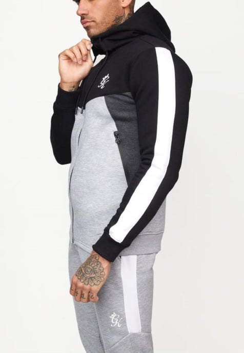 Gym King Koen Mens Zip Up Hoodie Black/Grey - Image 3