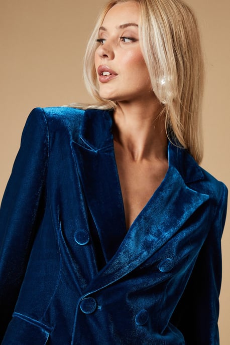Velvet Double Breasted Blazer
