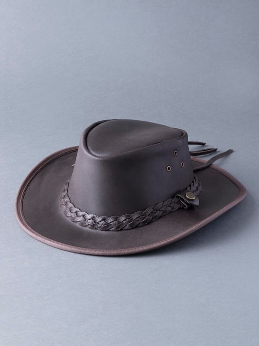 Outback III Australian Style Leather Hat in Brown