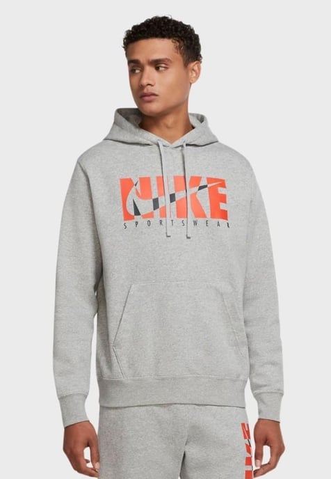 Nike Mens Sportswear Fleece Hoodie in Grey - Image 1