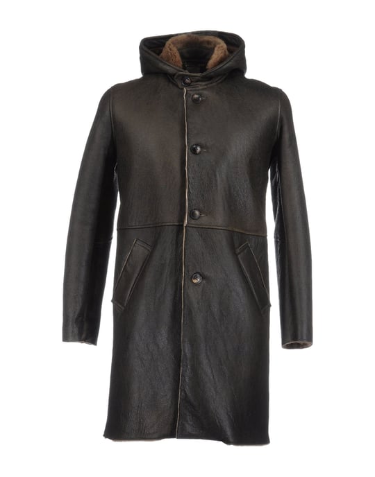 Andrea D'Amico Dark Brown Textured Leather Coat