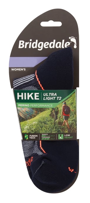 Bridgedale - Womens Hiking Merino Low Socks - Navy / Candy - Image 2