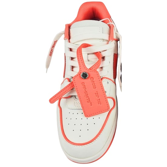 Off-White Out Of Office Coral Red Calf Leather Sneakers - Image 2