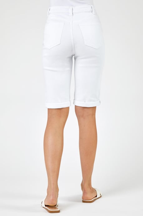 Stretch Denim Knee Length Shorts Cotton Cropped Jeans