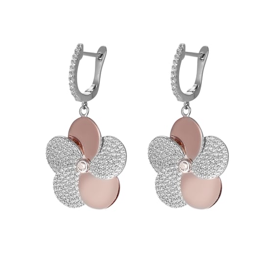 Orphelia 'Fioni' Women's 925 Sterling Silver Set: Necklace + Earrings + Ring - Silver/Rose SET-7452