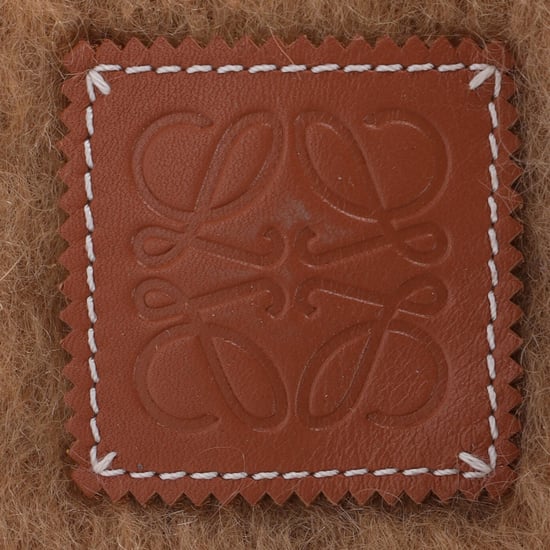Loewe Logoplaggad Franjad Halsduk i Brun Mohair - Image 5