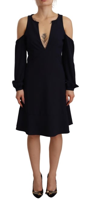 Twinset vrouwen zwart lange mouwen open schouder A-lijn jurk - Image 1