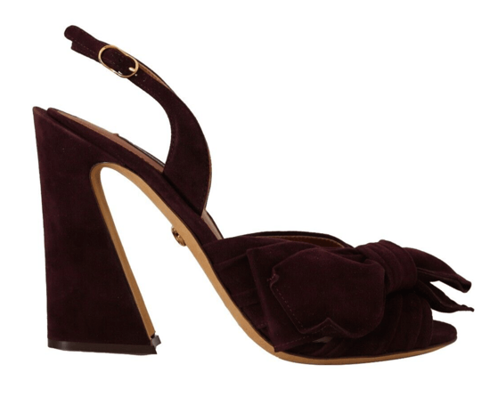 Dolce & Gabbana Women's Dark Purple Suede Ankle Strap Sandals Shoes - Image 1