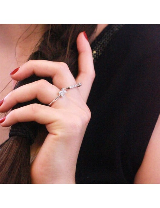 Twisted Ribbon Ring - Silver och kristall - Image 2