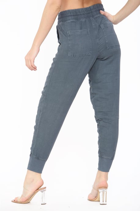 EX M&S Dames Linnen Gebreide Broek Luchtmacht Blauw - Image 2