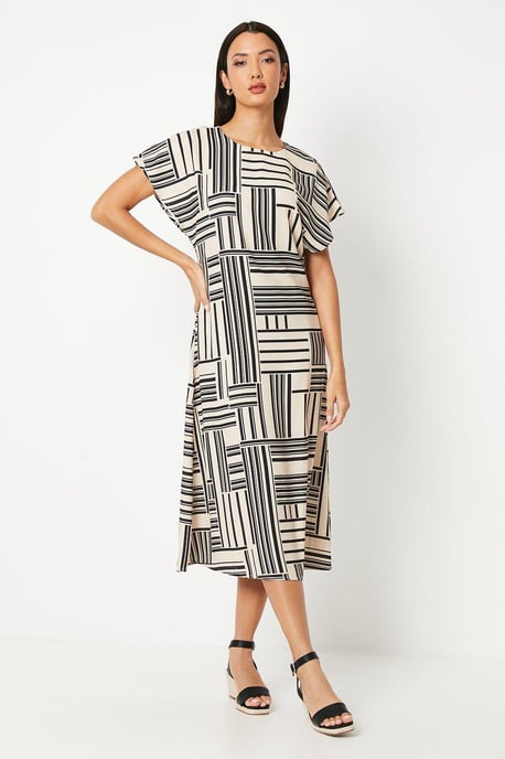 Mono Geo Printed Midi Dress - Image 1