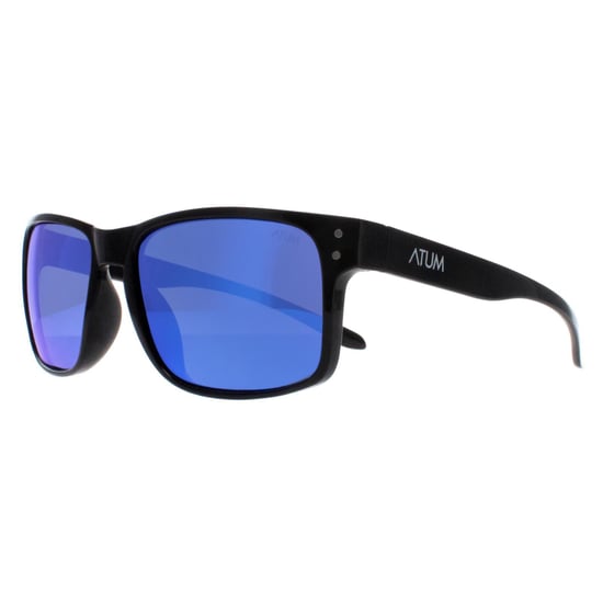Atum Rectangle Mens Shiny Black Blue Mirror Waterhouse