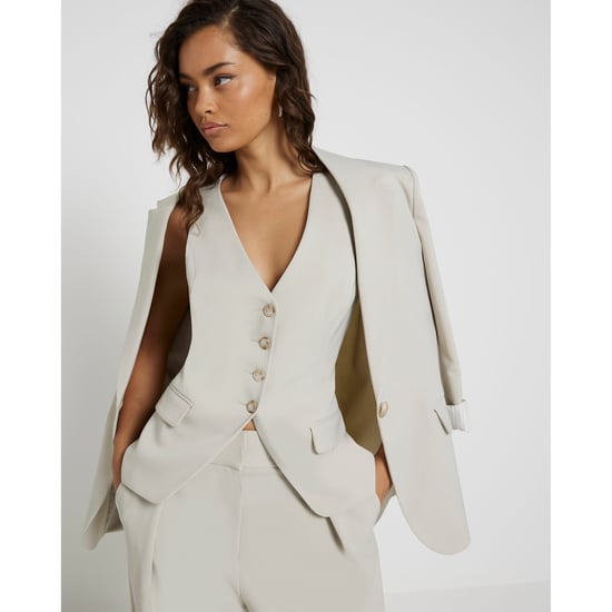 River Island Womens Blazer Petite Light Green Rolled Sleeve