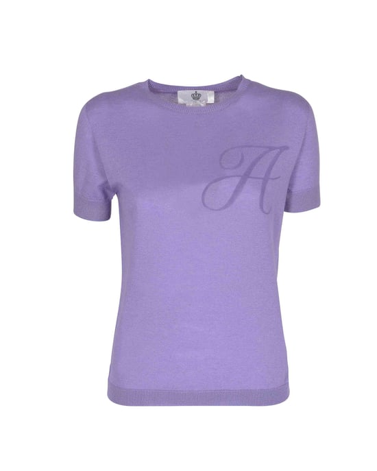 Crown Of Edinburgh Cashmere Short Sleeve Art 003 Lilac Letter A