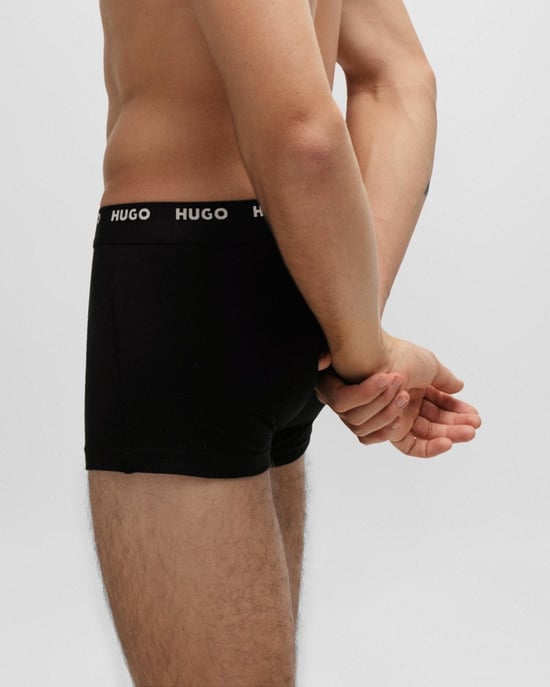 HUGO 5-Pack Mens Stretch-Cotton Trunks with Logo Waistbands NOS