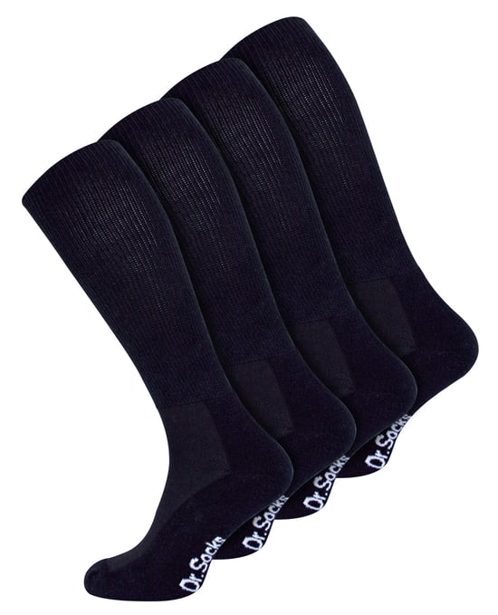 Mens Knee High Diabetic Socks | Dr.Socks | Extra Wide Loose Long Bamboo Socks for Swollen Legs - Black - Image 1