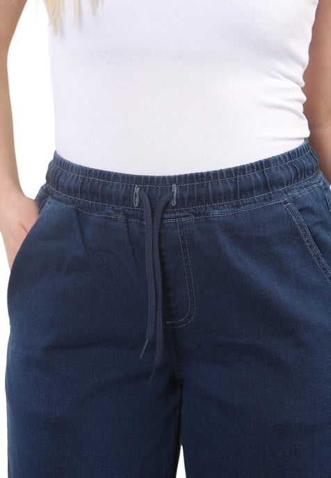 MYT Womens Elasticated High Waist Wide Leg Jeans in Blue - Image 4