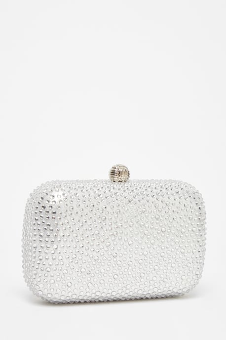 Silver Embellished Box Bag - Image 1