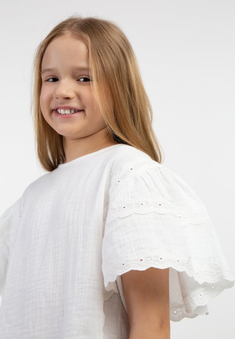 Dreimaster Blouseshirt met kant Meisje wit - Image 5