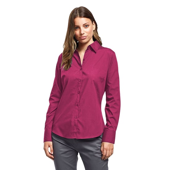 Premier Dames/Dames Popeline Blouse met Lange Mouwen (Heet Roze) - Image 3