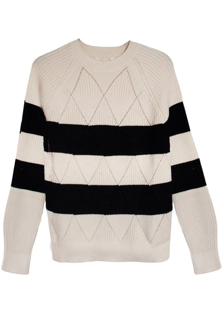Diamond Detail Striped Crew Neck Jumper