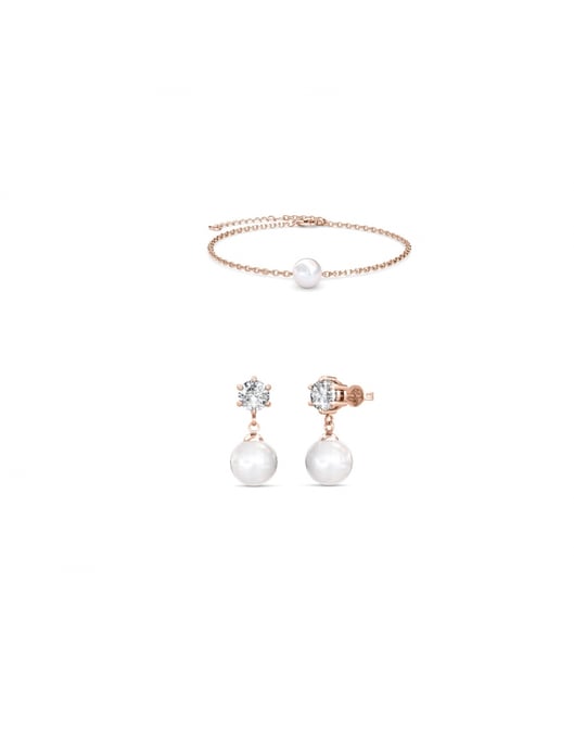 Pauline Crystal Pearl Set - roséguld och kristall - Image 1