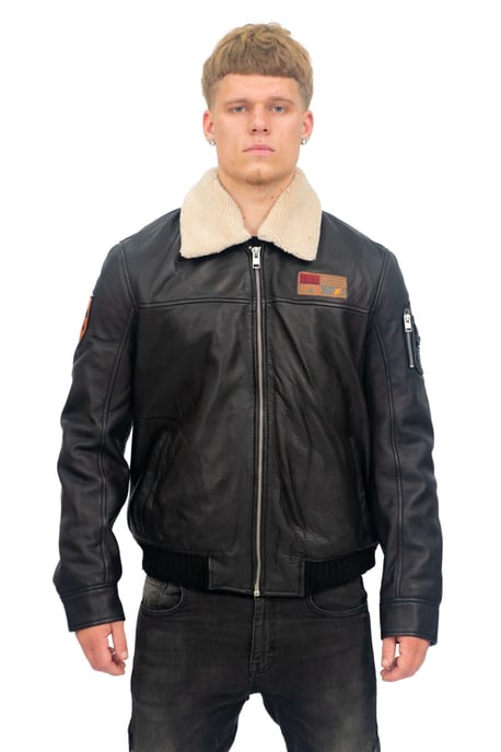 Mens US Leather Bomber Jacket-Arizona