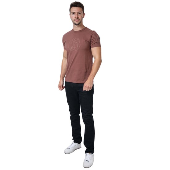 Men's Pretty Green Minoris Logo T-Shirt in Burgundy - Image 3