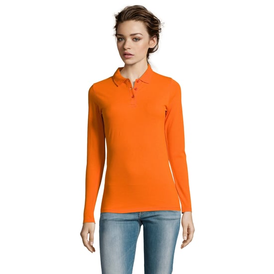 SOLS Dames/dames Perfecte Lange Mouw Pique Polo Shirt (Oranje) - Image 5