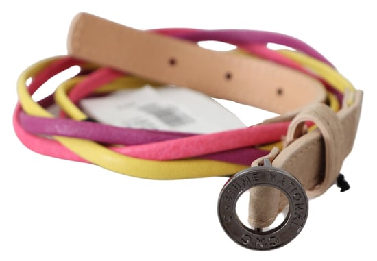 Costume National Women's Multicolor Twisted Leather Circle Buckle Belt
