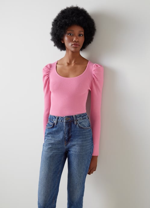 LK Bennett Rita Knitted Tops, Bright Pink