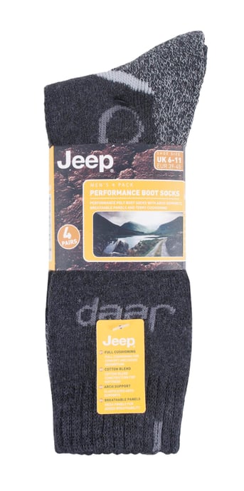 JEEP - 4 Pairs Mens Anti Blister Thick Cushioned Luxury Boot Socks - Image 2