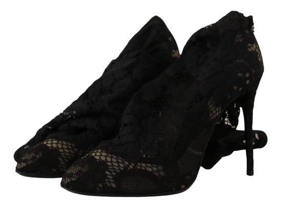Dolce & Gabbana Women's Black Stretch Socks Taormina Lace Boots Shoes - Image 2