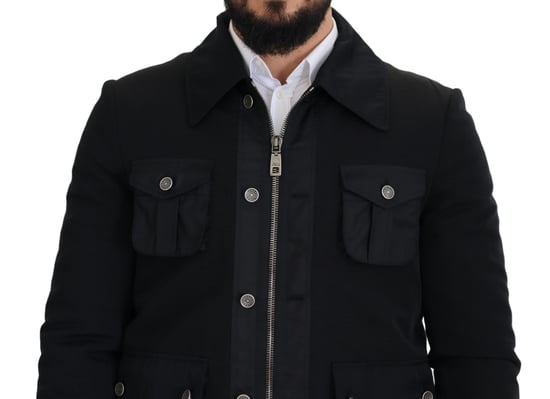 Dolce & Gabbana Svart Ullkrage Hel Dragkedja Herrjacka - Image 5