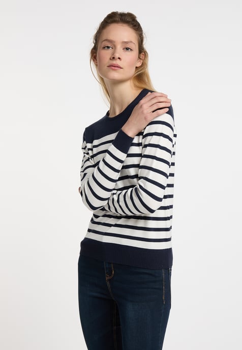 Dreimaster Knitted pullover women marine wool white - Image 2