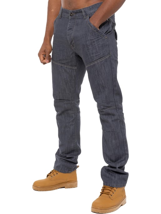 Enzo Mens Denim Jeans Straight Leg - Grey - Image 1