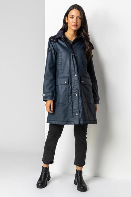 Waxed Longline Hooded Coat