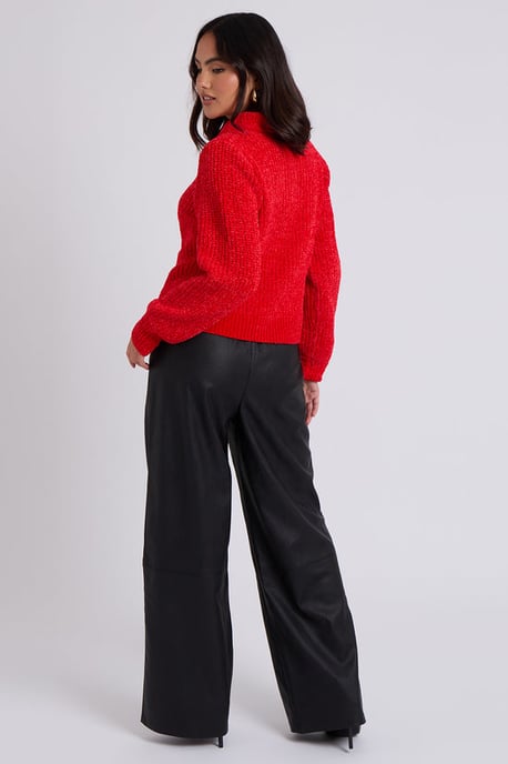 Urban Bliss Red Chenile Button Jumper
