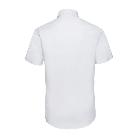 Russell Collection Mens Fitted Short-Sleeved Shirt (White) - Image 2