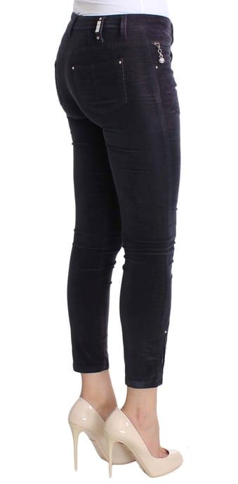 Costume National Women's Purple Cropped Corduroys Jeans