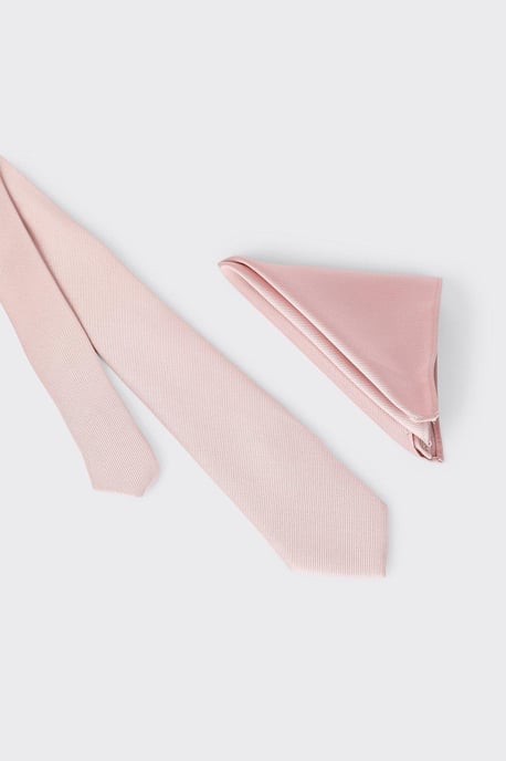 Slim Light Pink Tie And Pocket Square Set - Image 3